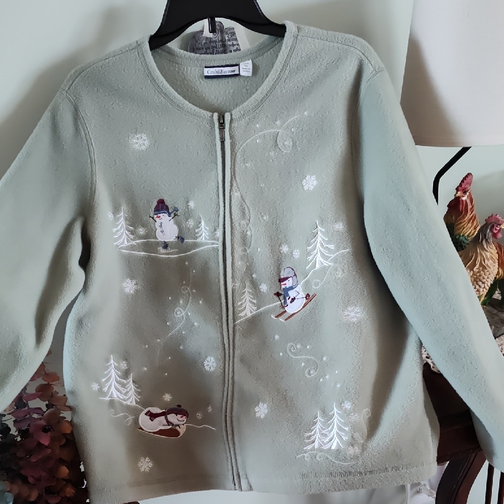 Croft & Barrow mint Green Snowman Fleece Jacket